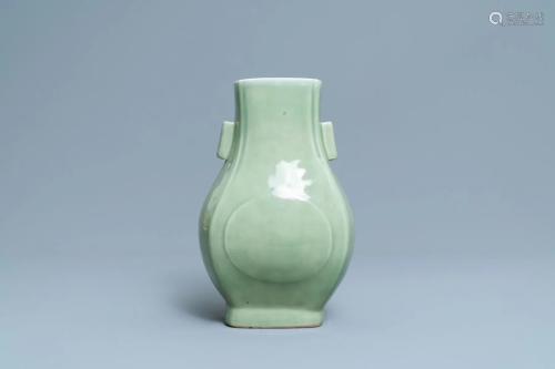 A Chinese celadon-glazed 'fanghu' vase, Qianlo…