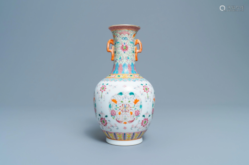 A Chinese famille rose vase with floral design,