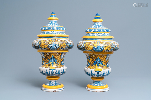 An important pair of large inscribed Italian maiolica