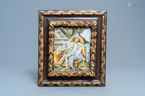 An Italian maiolica biblical scene plaque, Castelli,