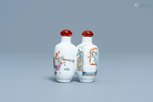 A double Chinese famille rose snuff bottle, 19th…