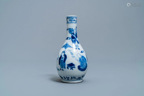 A Chinese blue and white bottle vase, 19th C.