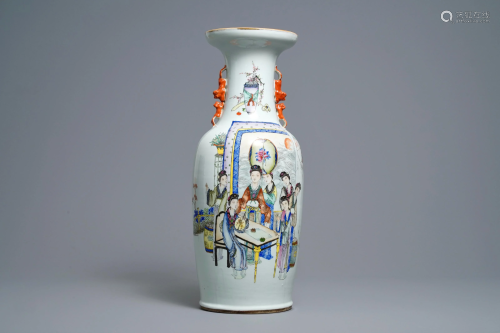 A Chinese qianjiang cai vase with women around…