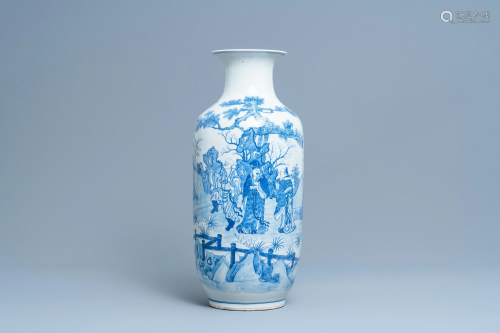 A Chinese blue and white vase with a narrative …