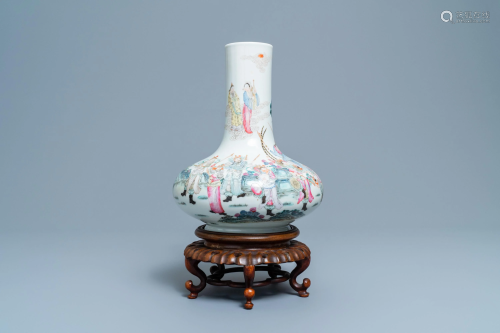A fine Chinese famille rose bottle vase with immortals,