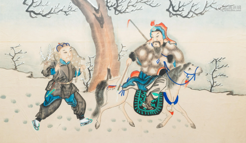Chinese school, ink and colour on paper, 19/20th C.: