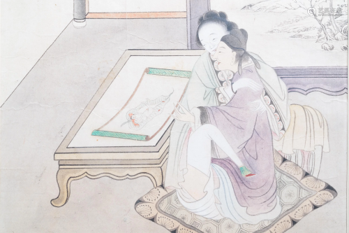 Chinese school, ink and colour on paper, 19th C.: