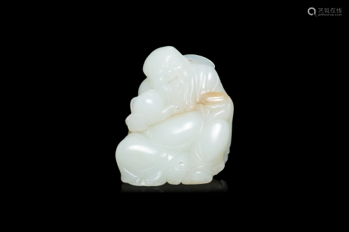 A Chinese white jade figure of Li Taipo,