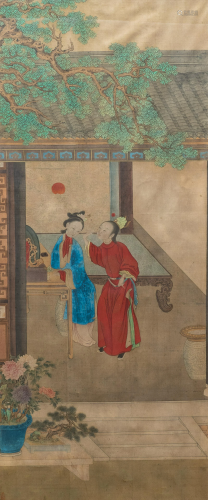 Chinese school, ink and colour on silk, 18th C.: