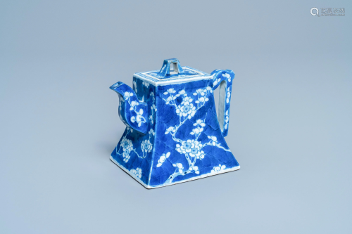 A Chinese blue and white teapot after a Yixing m…