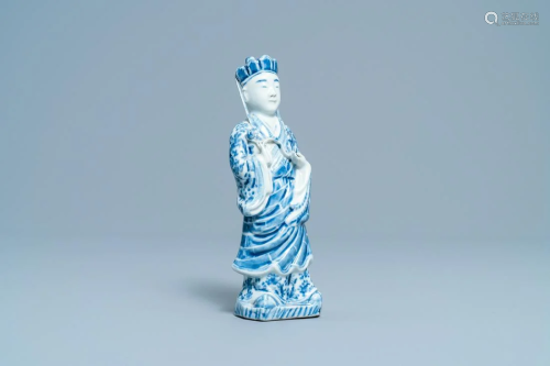 A Chinese blue and white figure of a standing