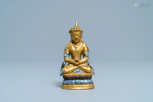 A Chinese gilt and parcel-flambe glazed figure …