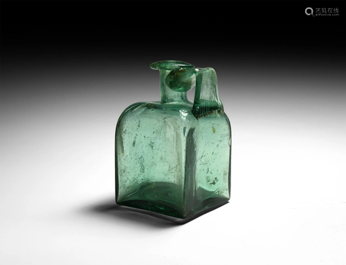 Roman Glass Handled Square Bottle