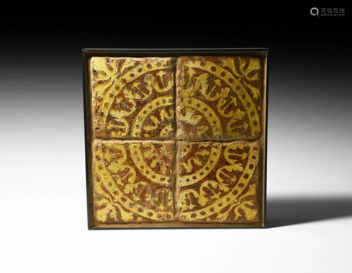 Medieval French Glazed Floor Tile Set