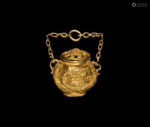 Greek Gold Miniature Vessel with Lid