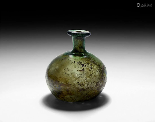 Roman Green Glass Bottle