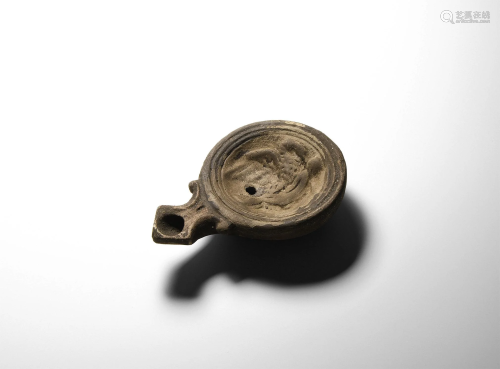 Roman Terracotta Oil Lamp with Leda and Swan