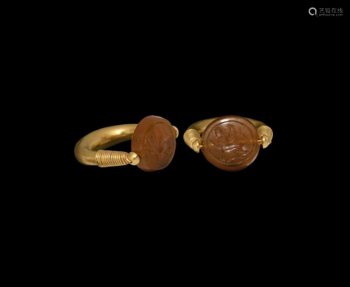 Graeco-Phoenician Gold Ring with Gemstone
