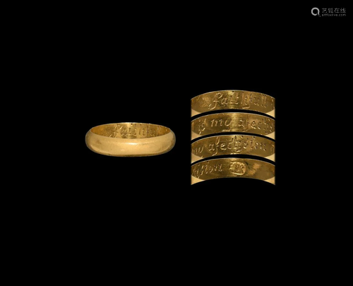 Gold 'Faithfull is my Afectision' Posy Ring