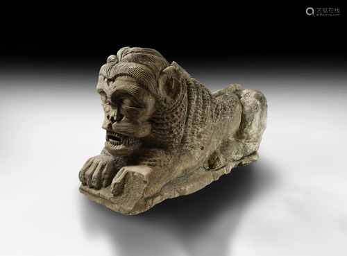 Large Deccan Sultanate Period Stone Lion