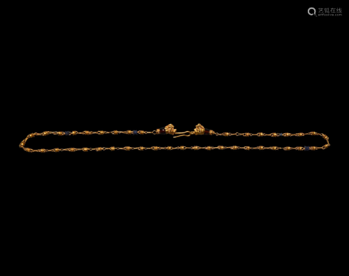 Hellenistic Gold and Lapis Lazuli Bead Necklace