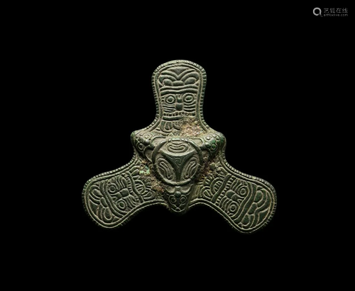 Viking Trefoil Brooch with Odin Masks