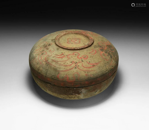 Chinese Han Painted Lidded Jar