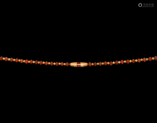 Parthian Gold and Carnelian Bead Necklace