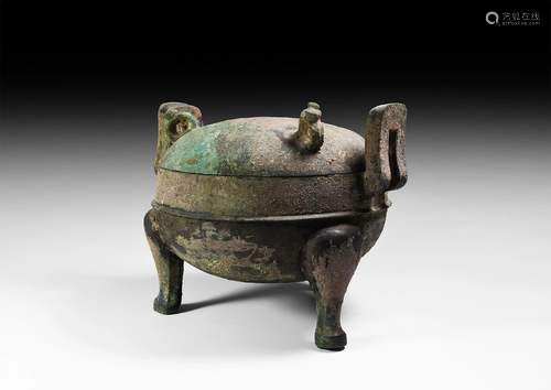 Chinese Ritual Lidded Wine Vessel