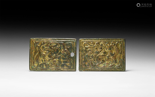 Chinese Ordos Gilt Plaque Pair