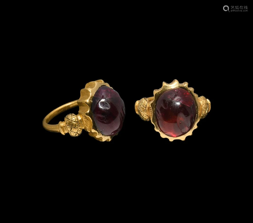 Medieval Gold Ring with Garnet Gemstone