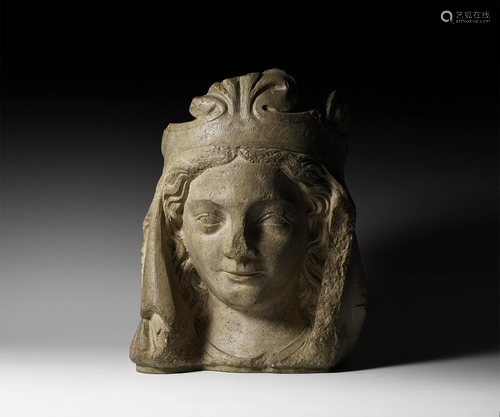 Medieval French Head of Virgin Mary