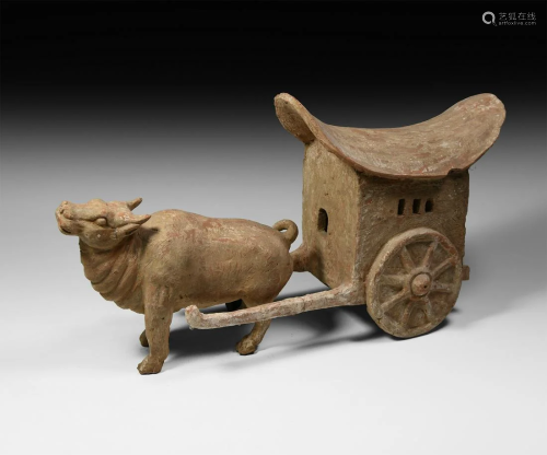 Chinese Tang Terracotta Ox and Cart