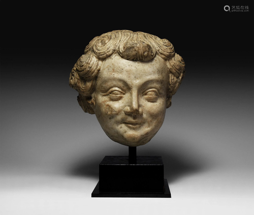 Medieval Marble Head of an Angel