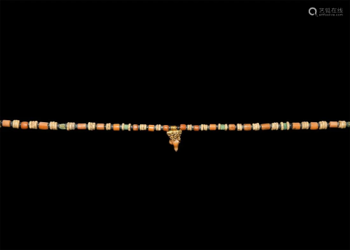 Greek Gold and Coral Necklace with Phallus