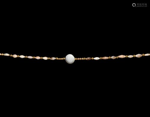 Parthian Gold and Agate Bead Necklace
