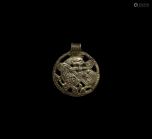 Viking Silver Borre-Style Beast Pendant