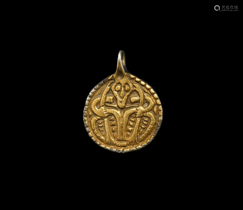 Viking Gilt Silver Odin with Ravens Pendant