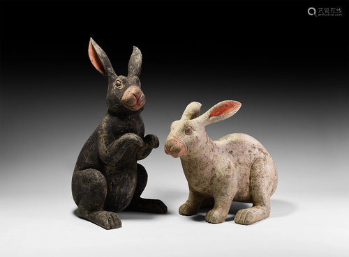 Chinese Tang Rabbit Pair