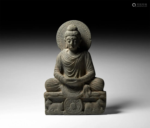 Gandharan Meditating Buddha with Aureole