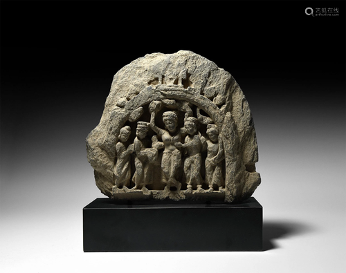 Gandharan Panel with Birth of Buddha Scene