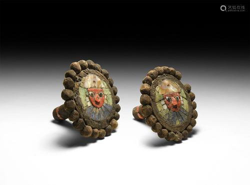 Pre-Columbian Moche Jewelled Ear Spools