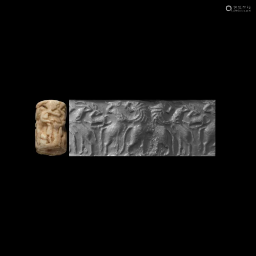 Sumerian Cylinder Seal with Contest Scene