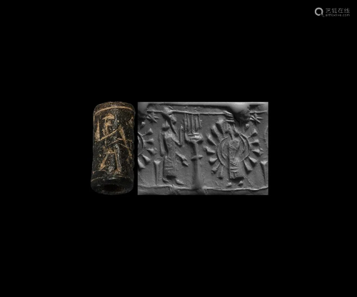 Neo-Assyrian Cylinder Seal with Fire-Altar