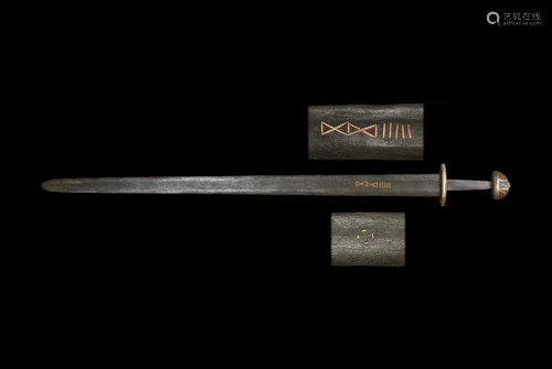 Viking Sword with Copper and Silver Inlays