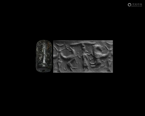 Cylinder Seal with Deity Fighting Animals