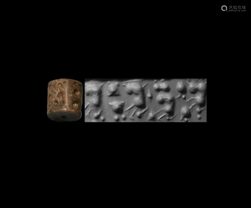 Jemdet Nasr Type Cylinder Seal, Seated Women