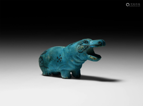 Egyptian Blue Glazed Hippopotamus Figure