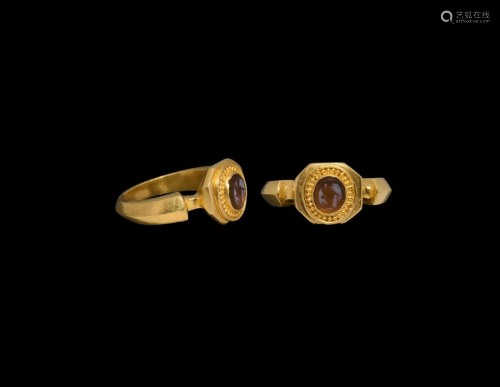 Roman Gold Ring with Fortuna Gemstone