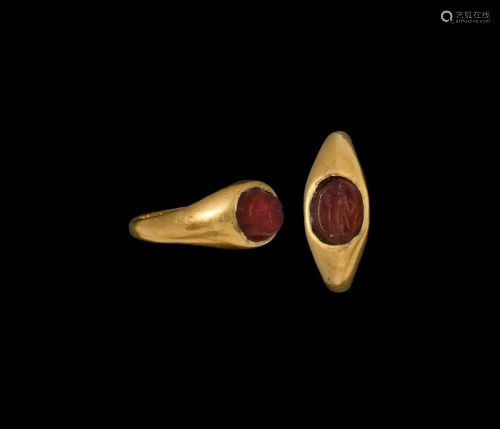 Roman Gold Ring with Goddess Gemstone